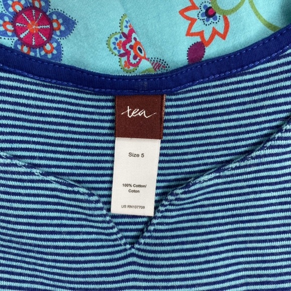 Tea Collection Striped Floral Teal Dress - Picture 6 of 8